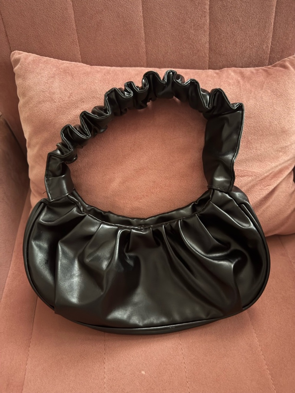 Black Ruched Shoulder Bag